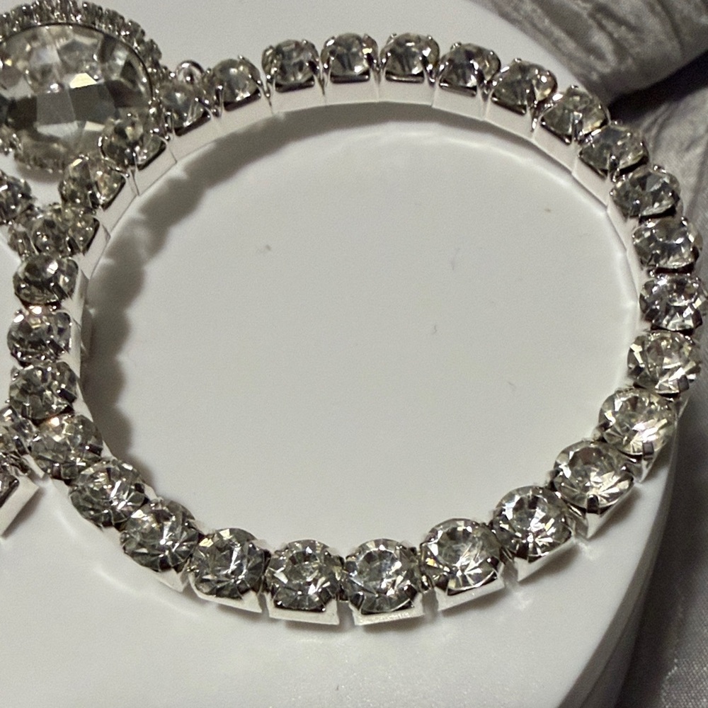 Elegant Silver Crystal Hoop Earrings - Picture 3 of 4